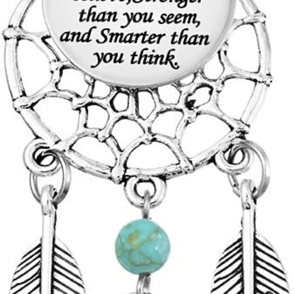 Women's Dangling Feather Charms Filigree Tribal Dreamcatcher Pendant Chain Neckl